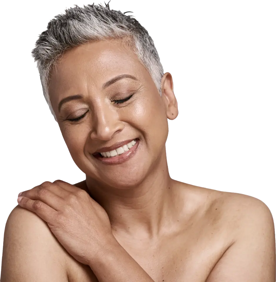 A client with radiant, healthy skin
