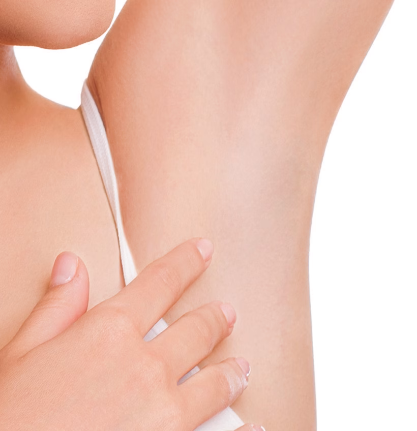 Close-up of smooth underarm skin after hair removal
